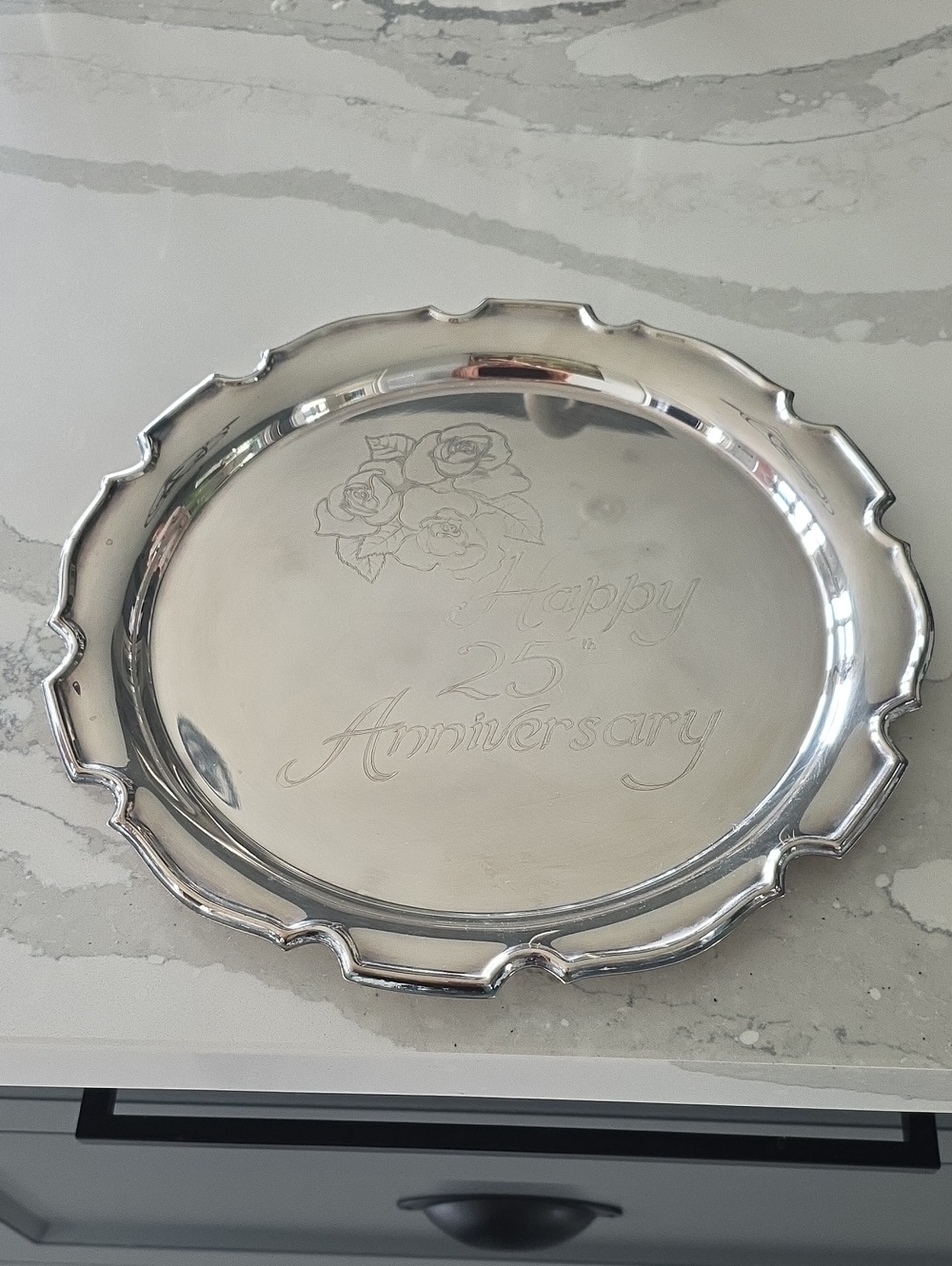 Happy 25th Anniversary Silver Plated Tray